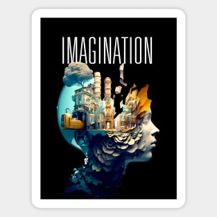 Imagination: The Dance of Imagination Where Wonders Are Born on a Dark Background Magnet